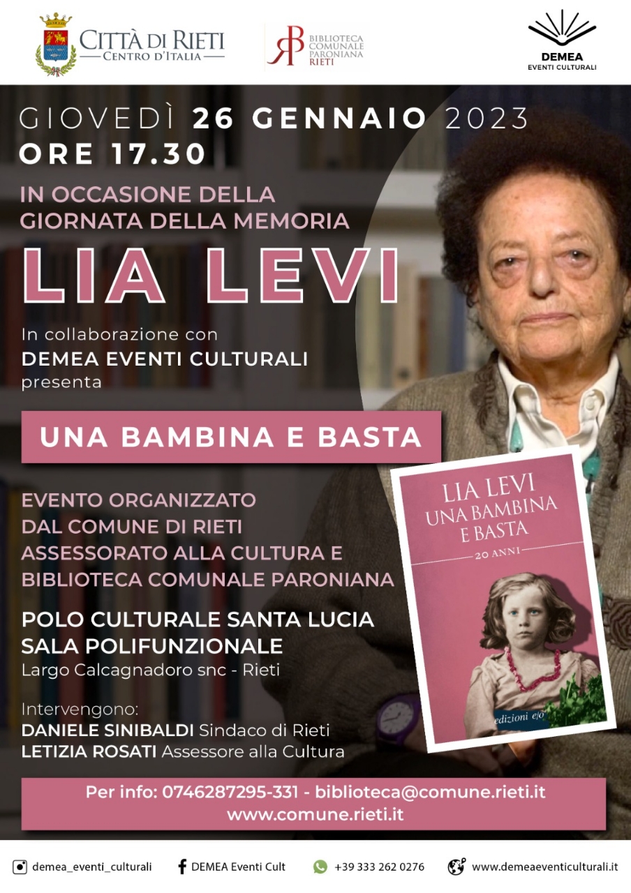 Lia Levi Alla Biblioteca Paroniana Con Una Bambina E Basta